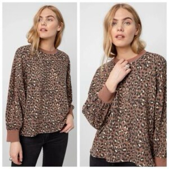 Rails Reeves Sweater‎ Mountain Leopard Print Top Sweatshirt Size L Relaxed Fit - Picture 1 of 13